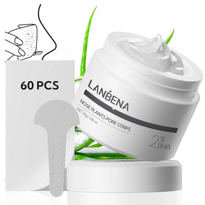 LANBENA 2.0 Blackhead Nose Plants Pore Strips(1.03 Oz), 60pcs Nose Strips for Bl