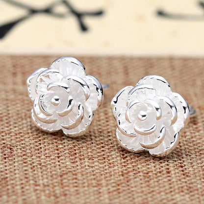 Iterary Flower Earrings Silver-plated Earrings Handmade Curved Hook Plum Blossom